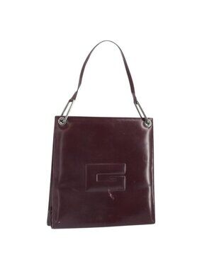 Authentic GUCCI Shoulder Bag Patent leather Bordeaux Silver